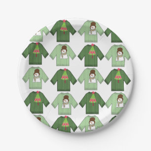 Paper Plates, Ugly Christmas Sweaters Snowman Paper Plates