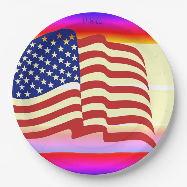 Paper Plates--USA Flag Paper Plates (Front)