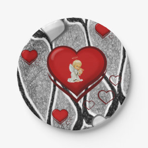 Paper plates Valentine's Day, Angel