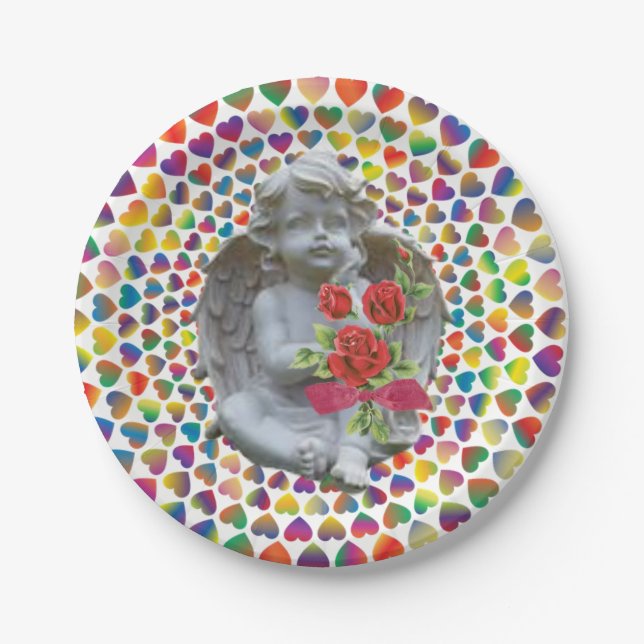Paper plates Valentine's Day, Angel (Front)