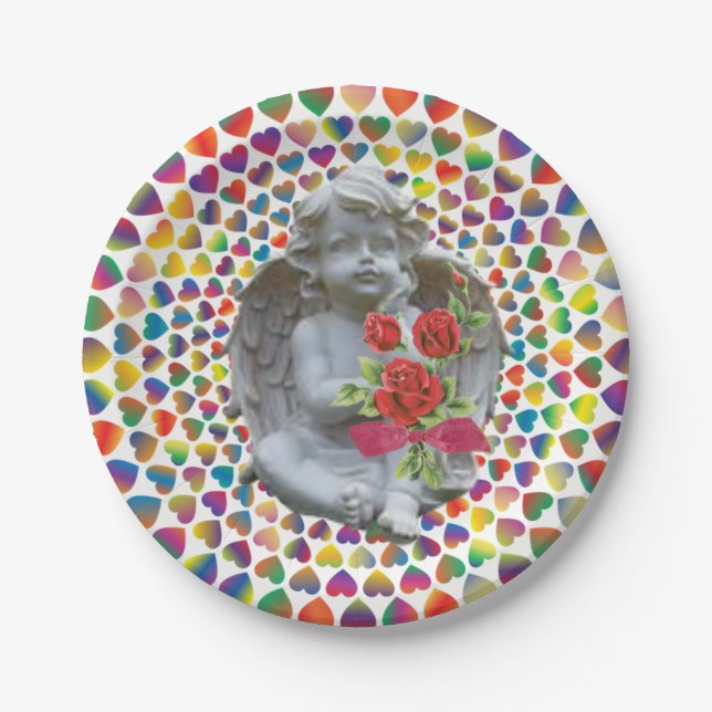 Paper plates Valentine's Day, Angel (Front)