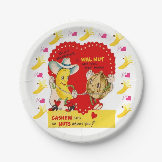 Paper plates Valentine's Day Bananas Cashew (Front)