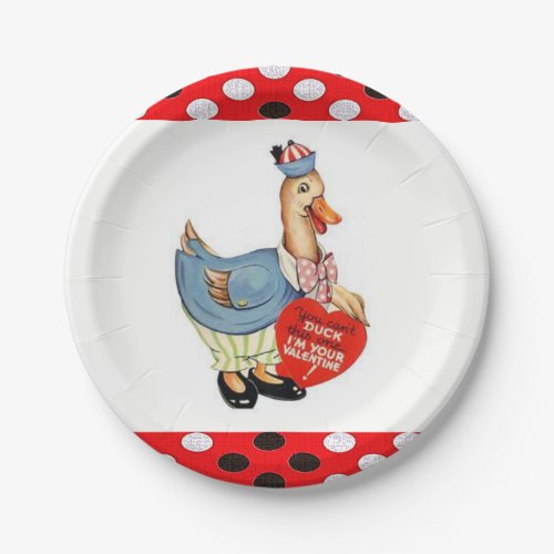 Paper plates Valentines Day Duck Vintage