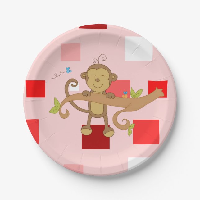 Paper plates Valentine's Day, Monkey (Front)