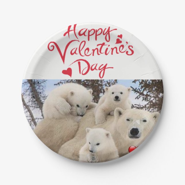 Paper plates Valentine's Day Polar Bears (Front)