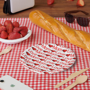 Paper plates Valentine's Love Mom