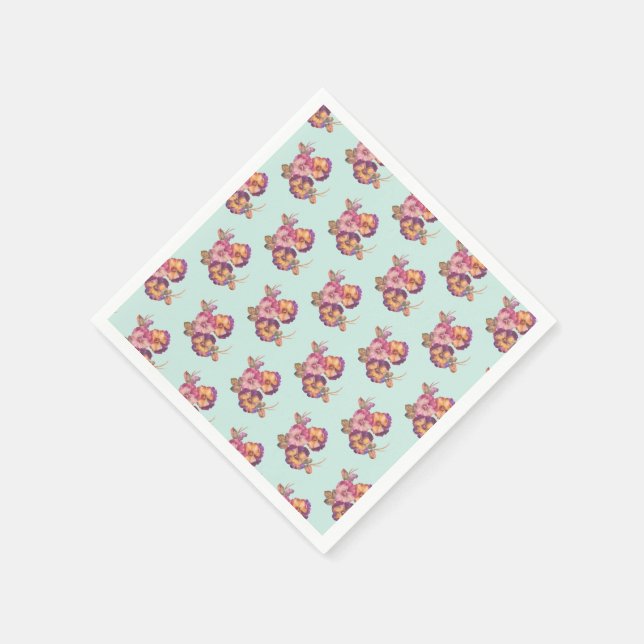 Paper Plates | Vintage Pansy Party Tableware Napkins (Corner)