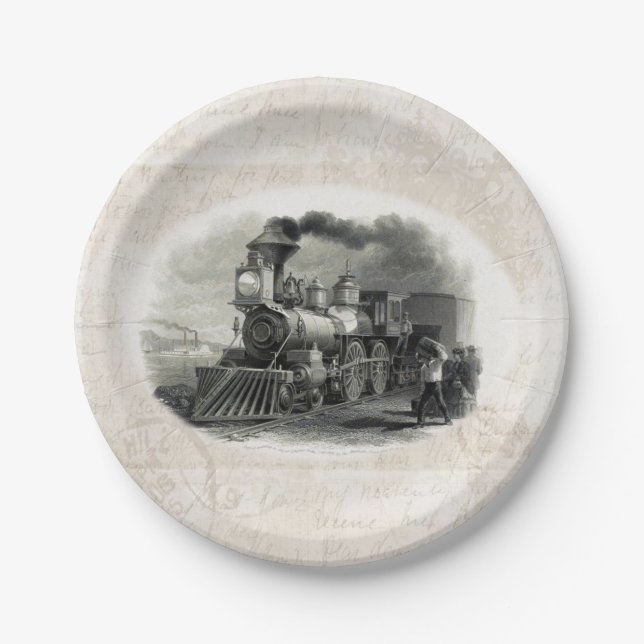 Paper Plates, Vintage Train Plates (Front)