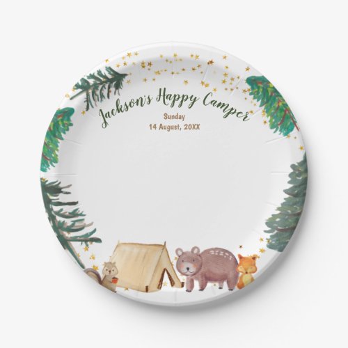 Paper Plates Watercolor Happy Camper 1st Birthday