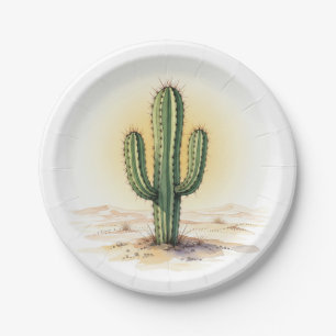Paper plates watercolour cactus
