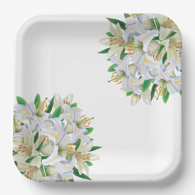Paper Plates-White Lilies  Plates (Front)