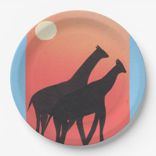 Paper Plates with Giraffe Design