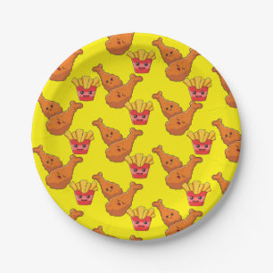 Paper Plates, Yellow French Fries Chicken Plates
