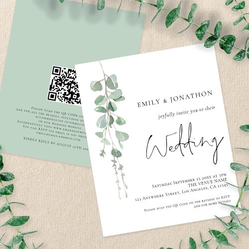 PAPER QR Code Eucalyptus Wedding Invitation