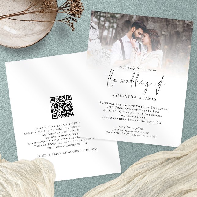 PAPER QR Code Photo Script Wedding Invitation (Creator Uploaded)