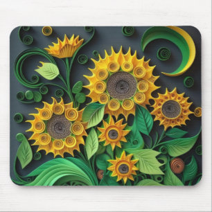 Paper Quill Sunflowers Mouse Pad