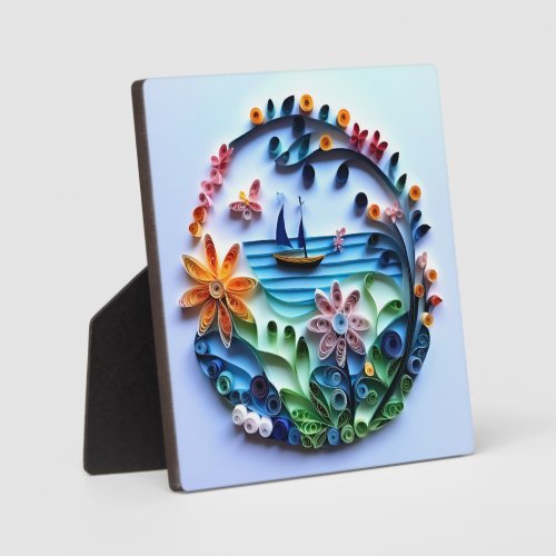 Paper Quilled Craft Tabletop Plaque w Easel