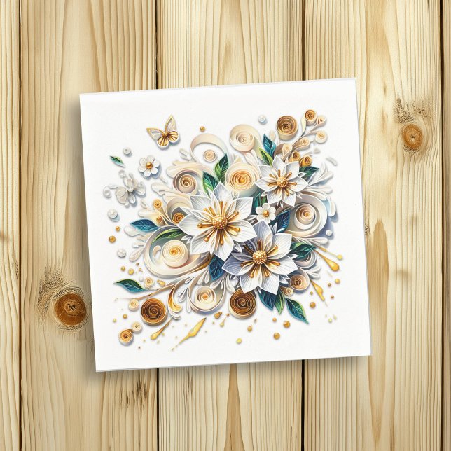 Paper Quilling Flowers and Butterflies Napkins (Creator Uploaded)