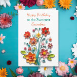 Paper Quilling Flowers | Grandma's Birthday Card<br><div class="desc">Personalized Happy Birthday card for a Grandma. You can personalize the text to make it any family member or name. Pretty paper quilling flowers in red,  pink and yellow.</div>