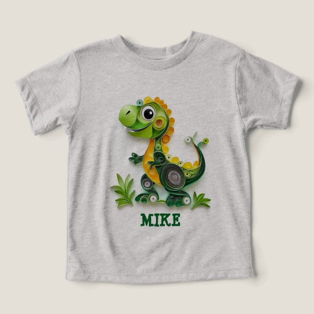 Paper quilling style of Dinosaur change the name Toddler T-shirt (Design Front)