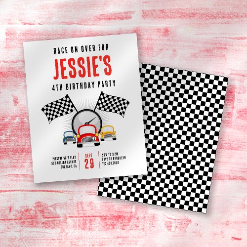 PAPER Race on Over Car Birthday Party Invitation