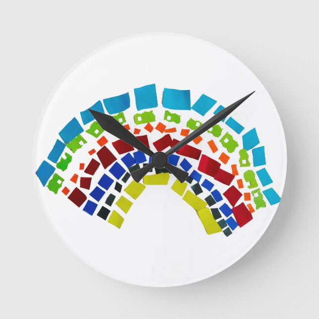 Paper rainbow round clock (Front)