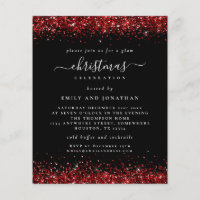 PAPER | Red Glitter Christmas Party Black Invite