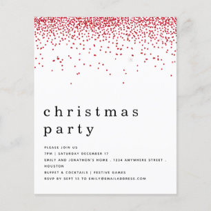 PAPER Red Glitter Christmas Party Invitation