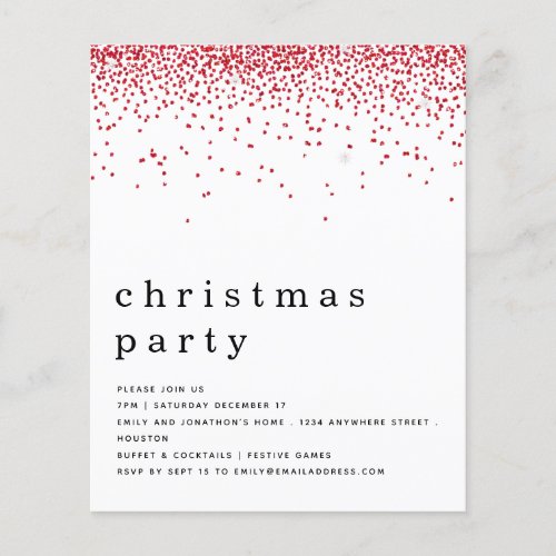 PAPER  Red Glitter Christmas Party Invitation