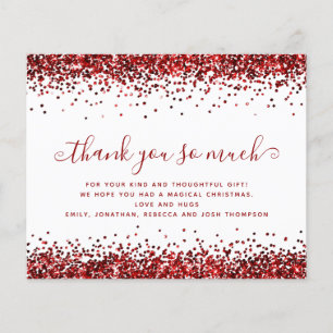 PAPER Red Glitter Christmas Thank You