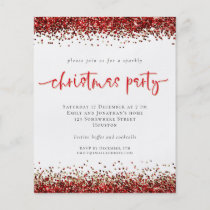 PAPER | Red Gold Glitter Christmas Party Invite