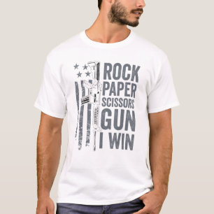 Paper Rock Scissors Gun 2a Gun Rights Ar15 Gun T-Shirt
