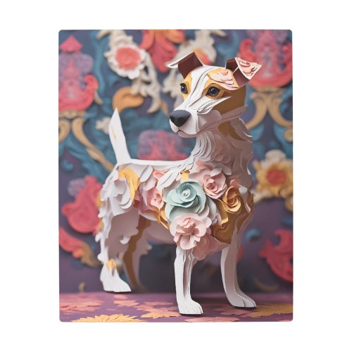 Paper Rococo Jack Russell Terrier Pastel Colors Metal Print