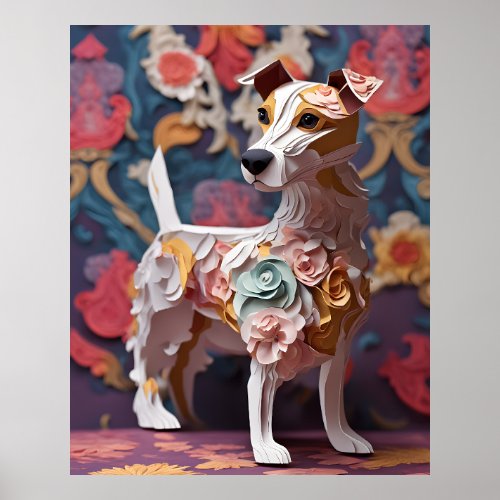 Paper Rococo Jack Russell Terrier Pastel Colors Poster