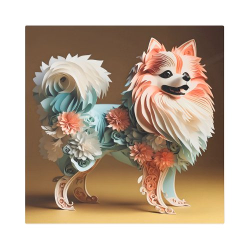 Paper Rococo Pomeranian Pastel Colors Metal Print