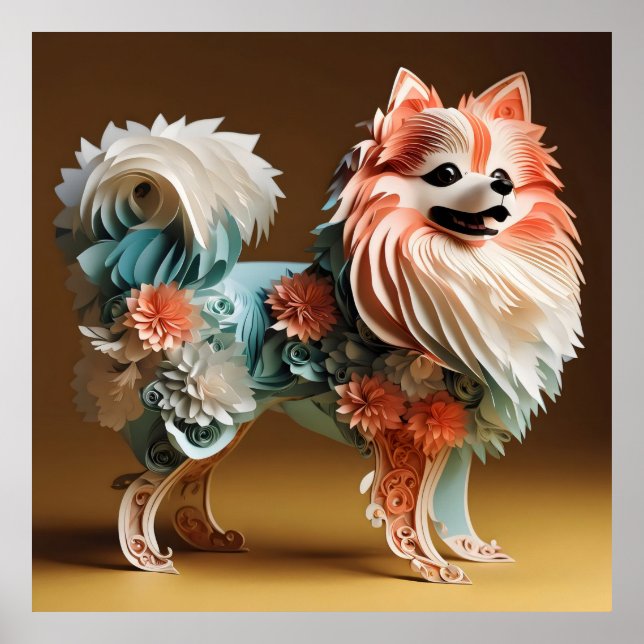 Paper Rococo Pomeranian Pastel Colors Poster (Front)