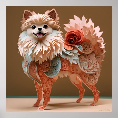 Paper Rococo Pomeranian Pastel Colors Poster