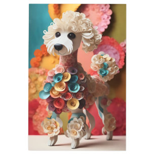 Paper Rococo Poodle Pastel Colors Metal Print