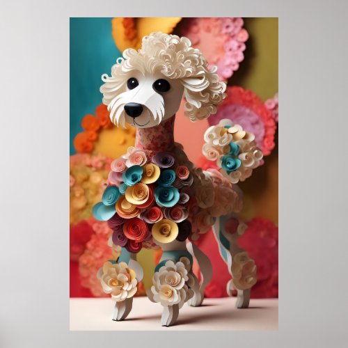 Paper Rococo Poodle Pastel Colors Poster