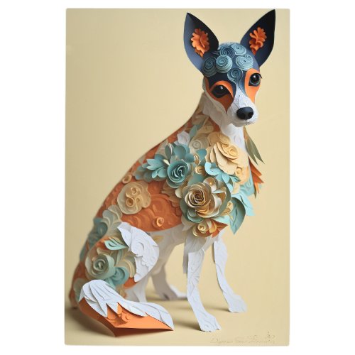 Paper Rococo Toy Fox Terrier Pastel Color Metal Print