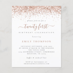 PAPER Rose Glitter Girly 21st Party Invitation