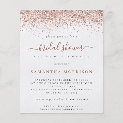 PAPER  Rose Gold Glitter Bridal Shower Invitation