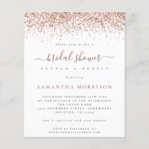 PAPER  Rose Gold Glitter Bridal Shower Invitation