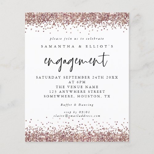 PAPER Rose Gold Glitter Engagement White Invite