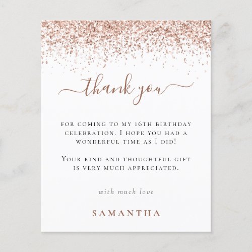 PAPER  Rose Gold Glitter Photo Sweet 16 Thank You