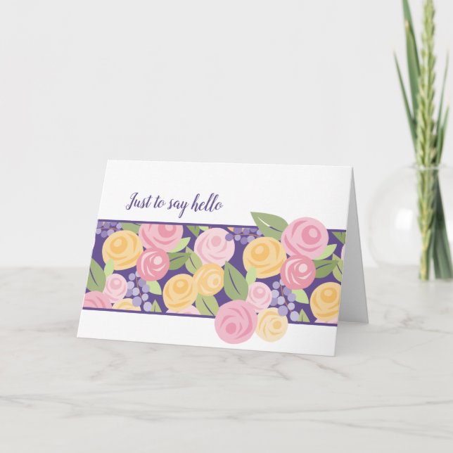 Paper Roses Floral Band Note Card -Customize (Front)
