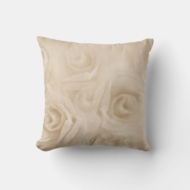 Paper Roses Sepia Throw Pillow (Front)