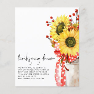 PAPER Rustic Sunflower Thanksgiving Dinner Invite
