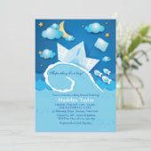 Paper Sailboat Baby Shower Invitation (Standing Front)