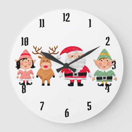 Paper Santa Claus and Friends Large Clock